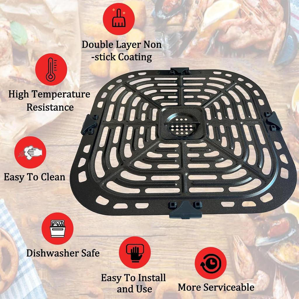 6QT Air Fryer Grill Pan for tants Pot Vortex Plus 6QT XL Air Fryer, Updated Air Fryer Grill Crisper Plate Rack Tray ert Grate Grid Shelf for 6QT