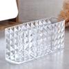 Acrylic Transparent 3-Grid Cosmetic Storage Box with Diamond Pattern - Makeup Pen Organizer & Desktop Eyebrow Pen Holder