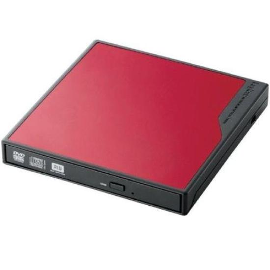 Портативный DVD-привод с питанием от USB, лоткового типа, красный.