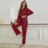 Women's Pajama Set Buffalo Plaid Long Sleeve Classic Revere Collar Button Up Shirt and Pants 2 Piece PJ Lounge Sleep Suit Nightwear Sleepwear S-XL New