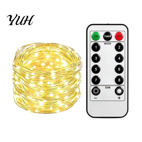 Indoor DIY Craft Lighting Copper Wire Fairy Lights with Remote, 8 Modes 10-Level Dimming Timer, Waterproof Halloween Christmas Tree Decorations