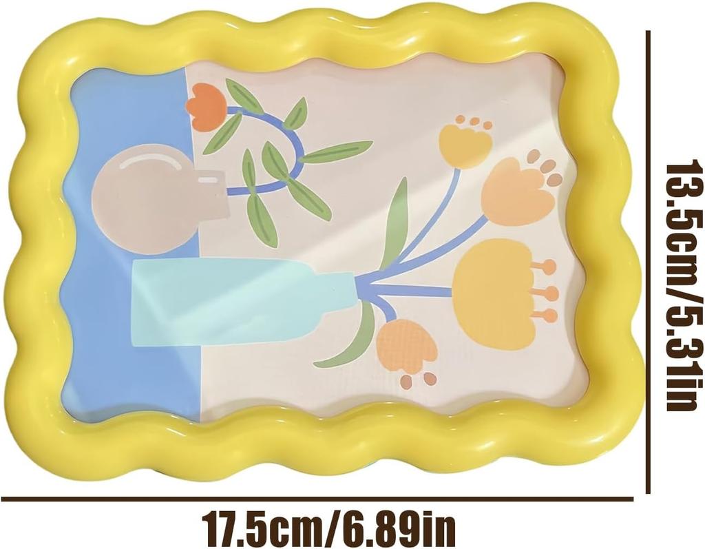 6 Inch Wavy Picture Frame | Nordic Aesthetic Squiggle Photo Holder for Desktop & Wall | Cute Colorful Funky Room & Home Decor