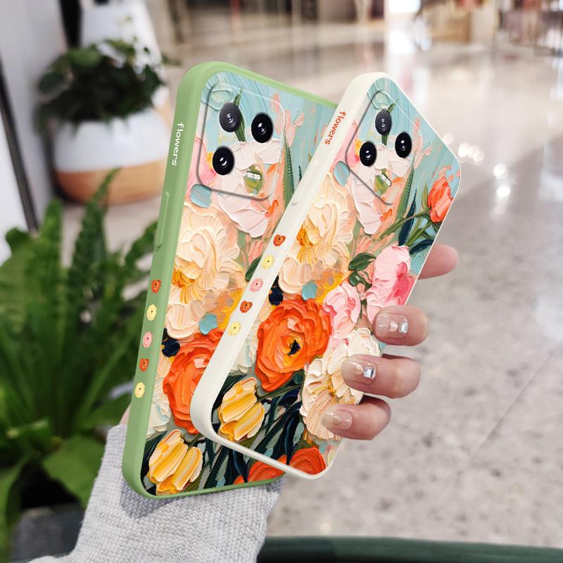 Чехол для телефона с цветами для Xiaomi Mi 15 14 13 13T 12 12X 12T 12S 11 11T 10 10T 9 9T Pro Lite Жидкий силиконовый чехол