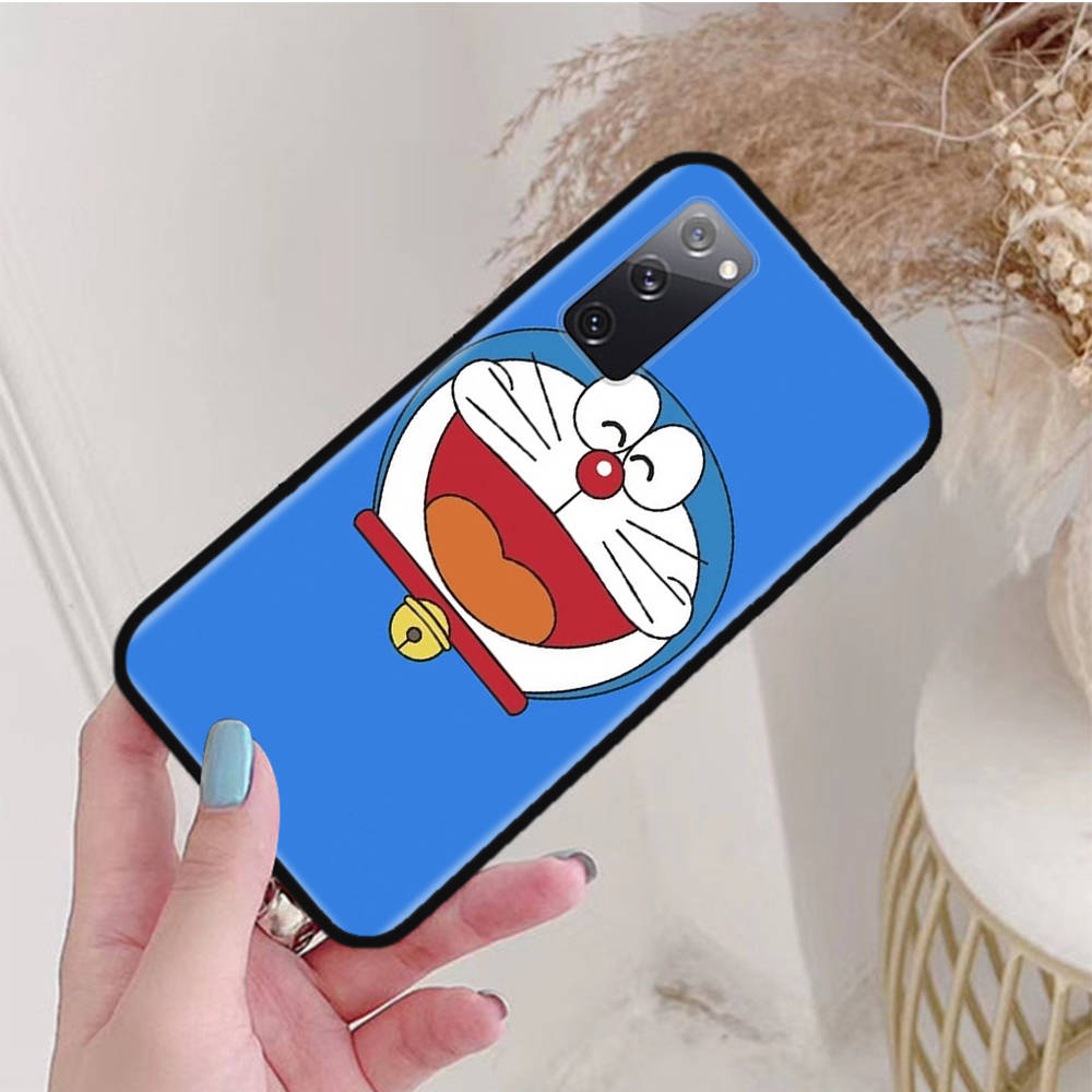 Black Case for iPhone 16 15 Plus 14 13 12 11 Pro 8 6 SE XR XS Max P30 Nova 5T Y5P Y6 Y7 Y8P Y9 Realme C30 C33 C31 W-55 Cute Doraemon