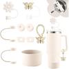 Cup Accessories for Stanley 30oz&40oz Tumbler including Flower Butterfly Straw Topper Cover, Spill Proof Stopper, Silicone Cup Boot, Butterfly Charms