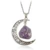 Vintage Moon Natural Crystal Stone Necklace - Handmade Alloy Sweater Chain