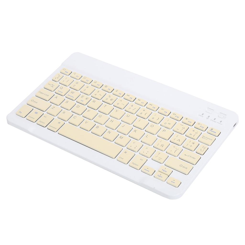 Portable Mini Wireless Bluetooth Keyboard Spanish for IpadSamsungXiaomiHuawei Tablet PCYellow