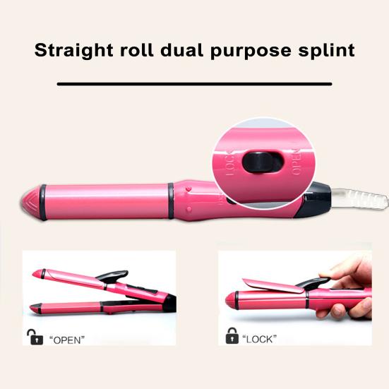 Выпрямитель для волос с плоским утюгом и пластиной с керамическим покрытием, быстрый нагрев, 2-в-1, многофункциональная укладка волос без вьющихся волос, бигуди, профессиональный утюжок для волос