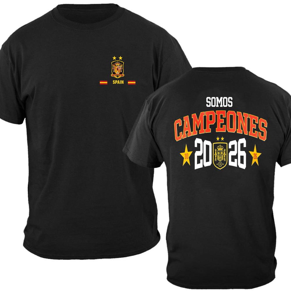 Camiseta España Futbol 2026 Espana Somos Campeones Dual Star Crest Graphic T-Shirt Spanish Football Cotton Shirt Gift Supporters
