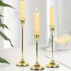 3Pcs Gold Plated Metal Candlestick Exquisite Metal Tabletop Candle Holder  Party Decoration