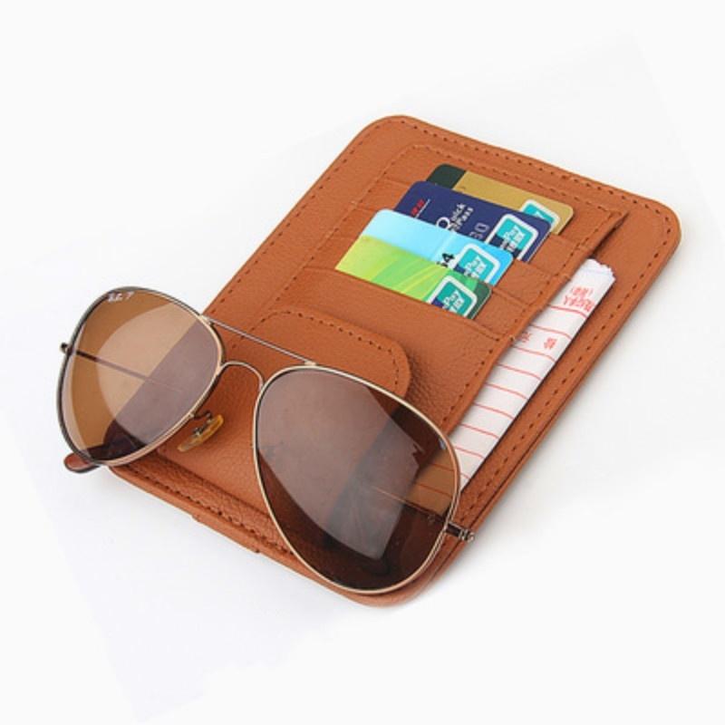 Солнцезащитный козырек Многофункциональный автомобильный держатель для карточек из искусственной кожи, органайзер для ручек для хранения очков, автомобильная подвесная сумка Aut