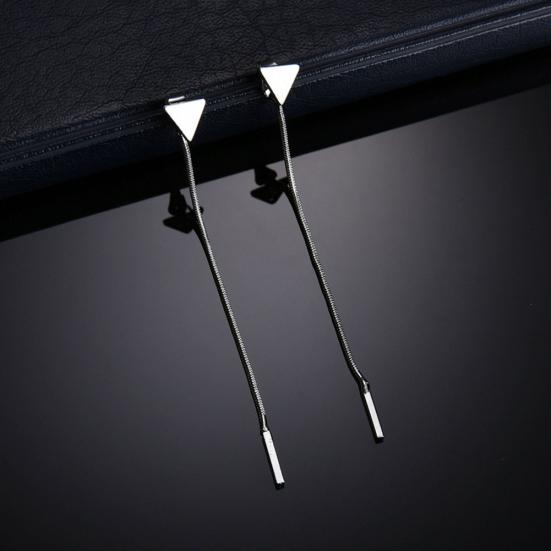 Women Geometric Triangle Stud Earrings Long Tassel Party Jewelry Gift