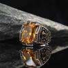 European and American Men's Engagement Ring, Luxury Jewelry, Square Yellowstone, Birthday Gift