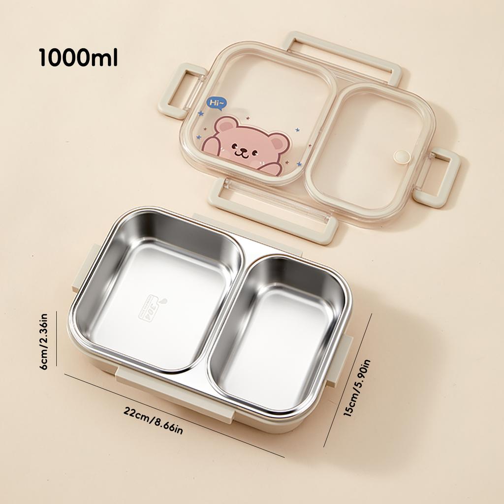 2/3 Grids Portable Divided Bento Box Microwave 304 Stainless Steel Lunch Box For Children Student Leak-proof Lunch Container