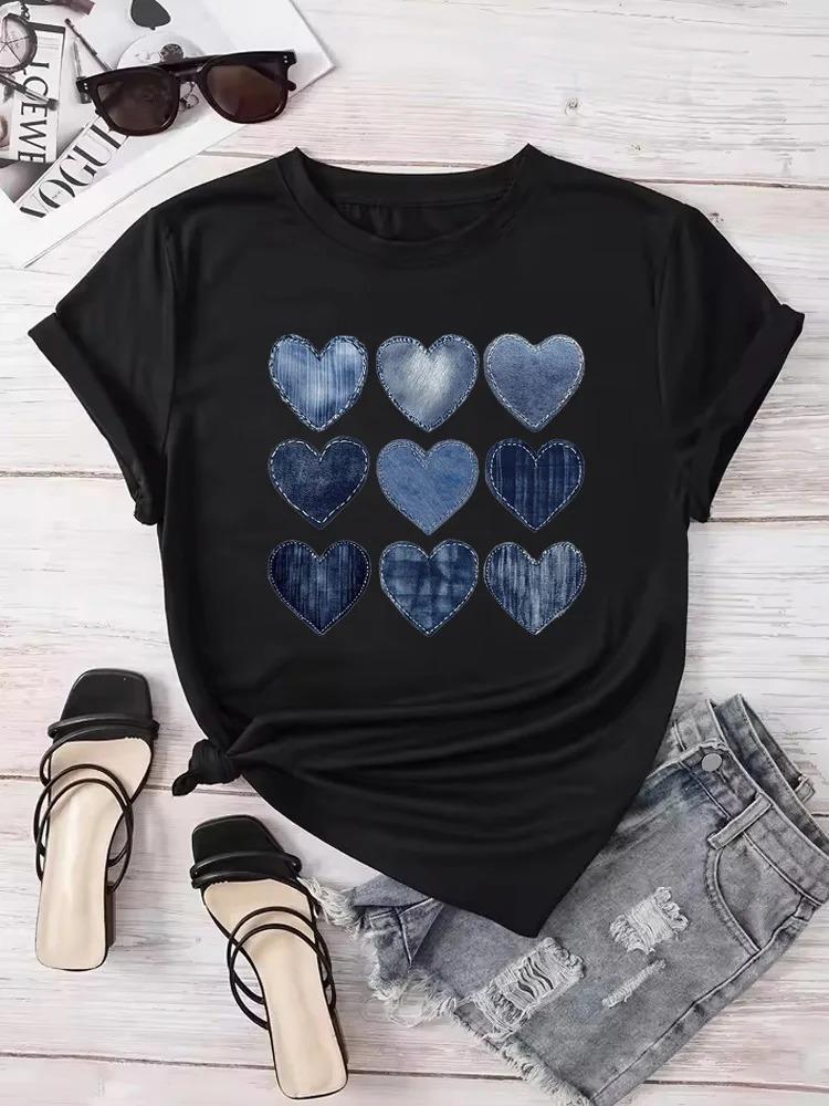 Women's Oversized T-shirt Tee Korean Fashion Coffee Cup Print Graphic Female Clothes Valentine's Day Tops Lover T Shirts