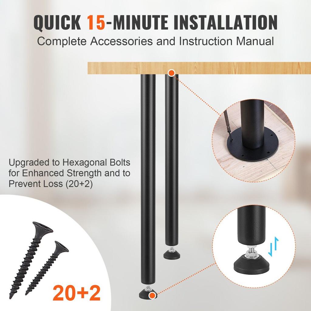 711.2MM Adjustable Desk Legs, Reinforced Steel Office Table Furniture legs Set of 4 for DIY, 544.3KG Load Capacity Heavy Duty Desk Legs, Quick