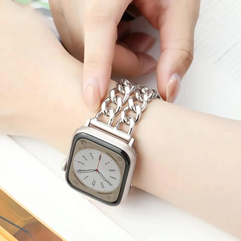 Модный металлический браслет-ремешок для Apple Watch Ultra 44 мм 45 мм 40 41 49 Дизайн цепи Женские ремешки для iWatch 9 8 7 6 5 4 3