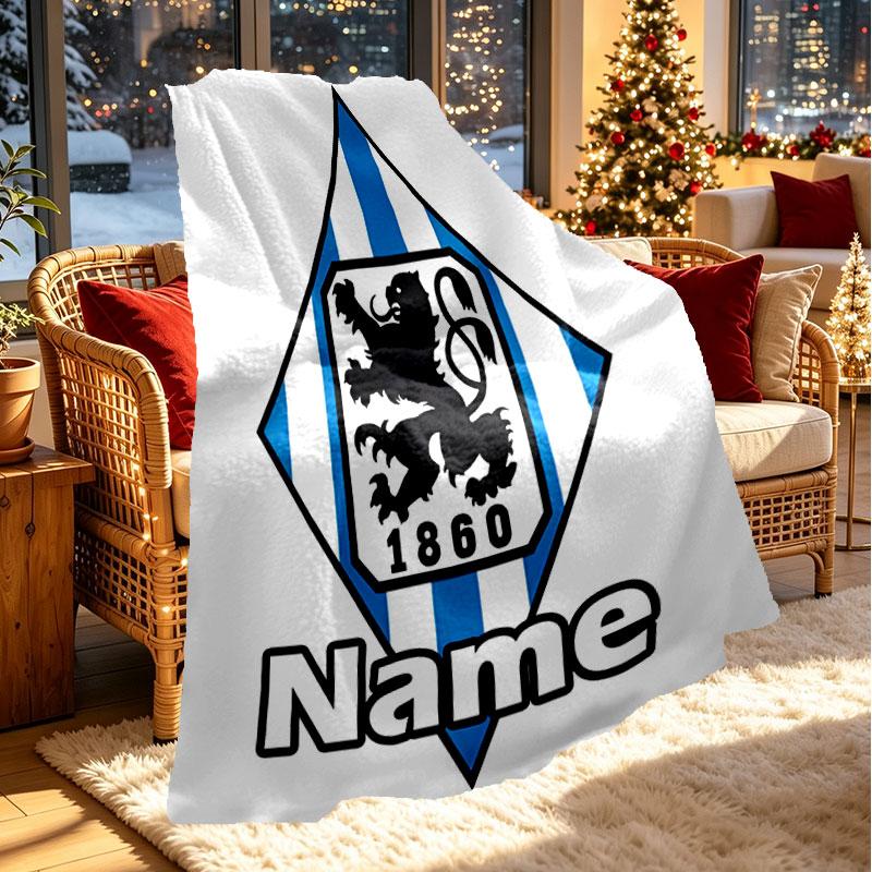 Custom Name Personalized 1860 Munchen football club Print Blanket, Home Decor, Bedroom, Sofa, Camping, Couch, Gifts for Birthday Christmas