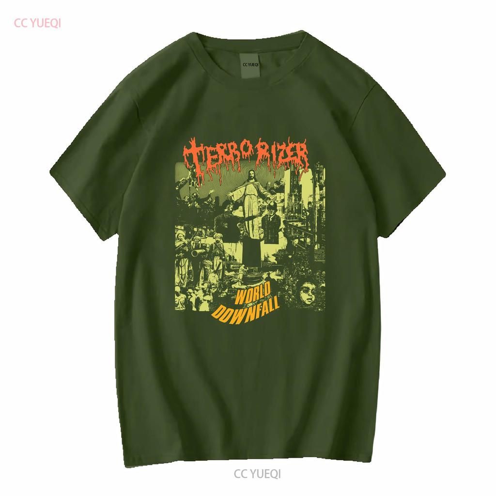 Футболка Terrorizer world downfall дэт-метал грайндкор Carcass Napalm с длинным или коротким рукавом винтажная стираная уличная одежда