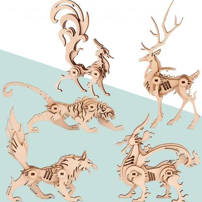 3D деревянная игрушка сборочный комплект прекрасный пазл сборка животных мини модель детская игрушка