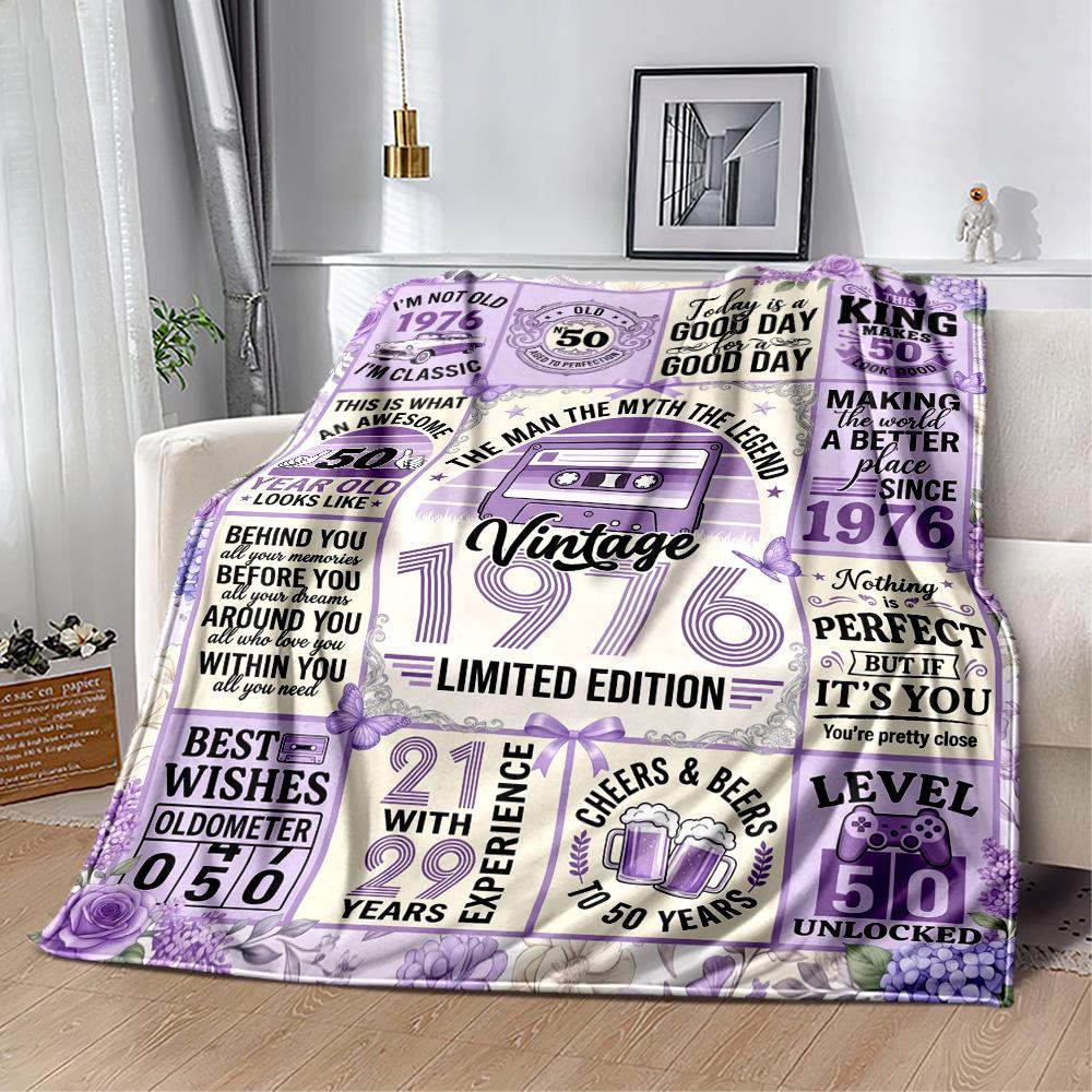 Vintage 1976 Milestone Birthday Flannel Blanket-Soft and Suitable for Sofas,Beds,Offices,Travel,All Seasons,Great Gift for Holidays and Birthdays.