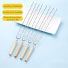Stainless Steel Barbecue Skewers Double-Pronged BBQ Skewers 36cm Camping Grill Forks with Wooden Handle
