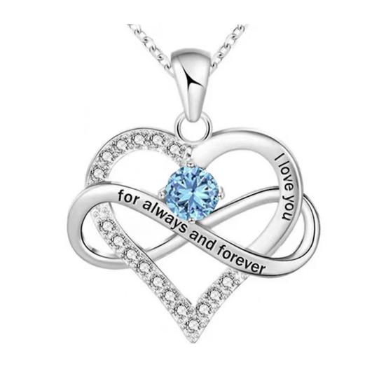 Ожерелье в форме сердца для женщин Романтичная подвеска в форме сердца с надписью «Я люблю тебя вечно» из кубического циркония