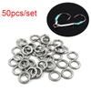50Pcs High Quality Line Tackle Solid Fish Connector Stainless Steel Fishing Split Rings Swivel Snap