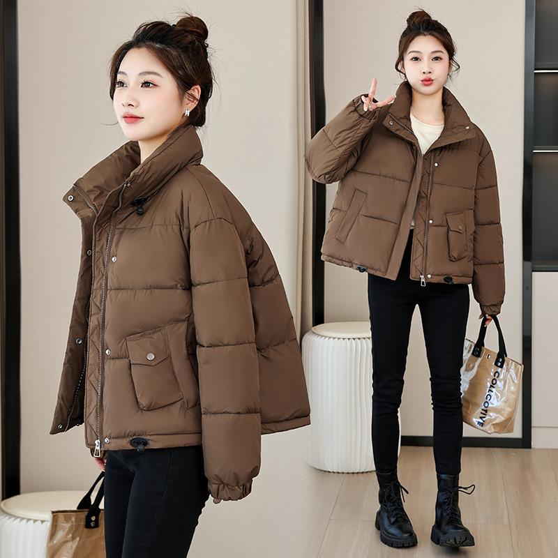 Хлопковая Зима 2025 новая куртка с воротником-стойкой свободная теплая стеганая куртка короткая хлопковая куртка женская куртка-пуховик корейская версия хлопковой одежды