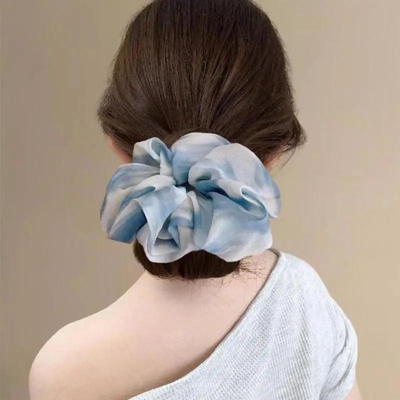 New Fashion Women Large Scrunchies Hair Scrunchies Retro Large Intestine Elastic Hair Band Girl Hair Accessories Hot