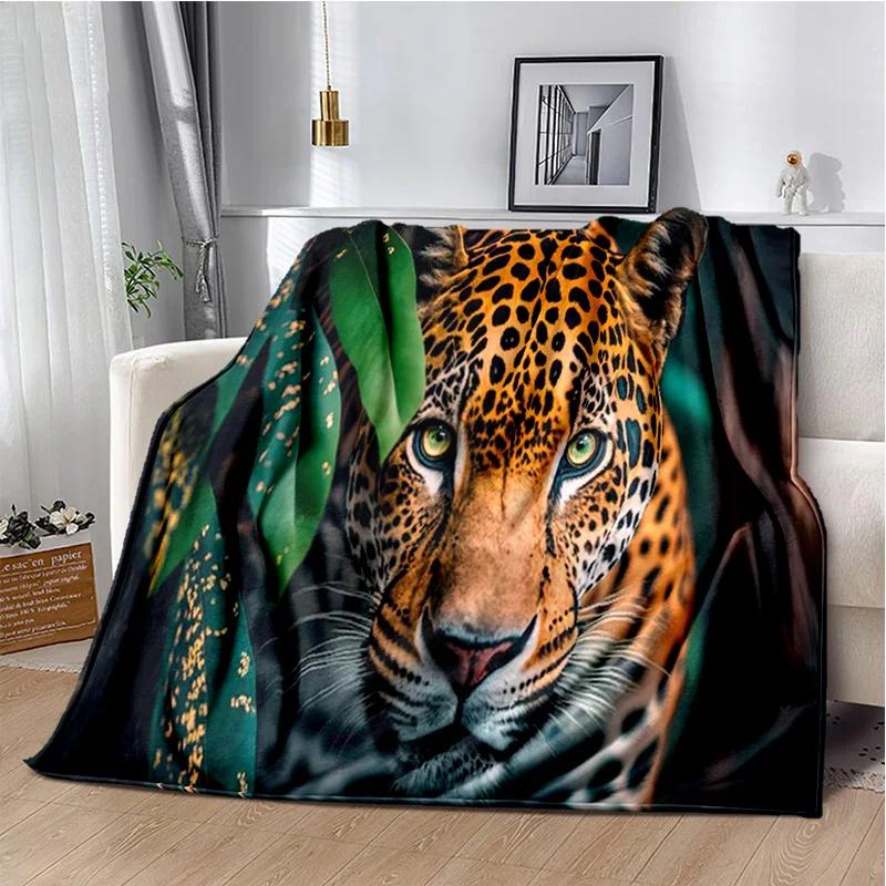 Plush Fleece Beast Animal Roses and Leopard Cheetah Throw Blanket Home Bedroom Bed Sofa Picnic Travel Cover Kid Soft Blanket