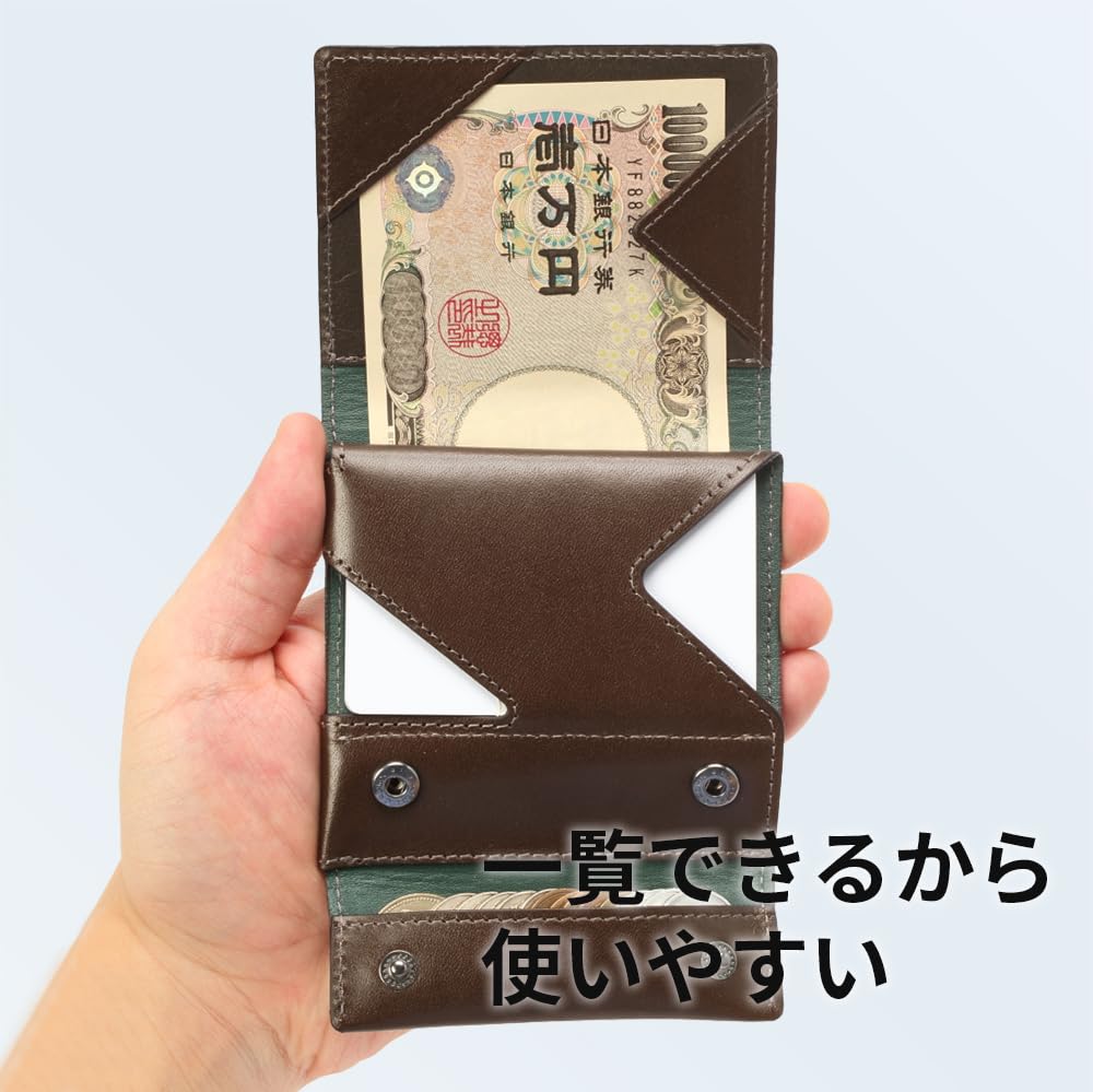 Тонкий кошелек Giacomo Valentini Модель бумажника Сделано в Японии Шоколадный [Абрасас] Мужской