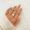 7PCS Fashion Minimalist Metal Ring Set for Girls Women Geometric Irregular Trendy Jewelry