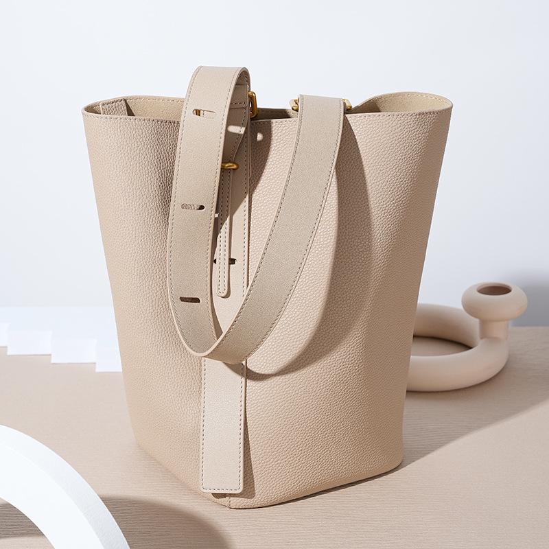 Women's Genuine Leather Bucket Bag - Stylish, Large Capacity, Versatile Handbag