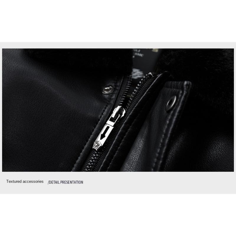 Winter Genuine Leather Clothes Men's Coat Fleece-lined Thickened Men's Dad's Leather Jacket