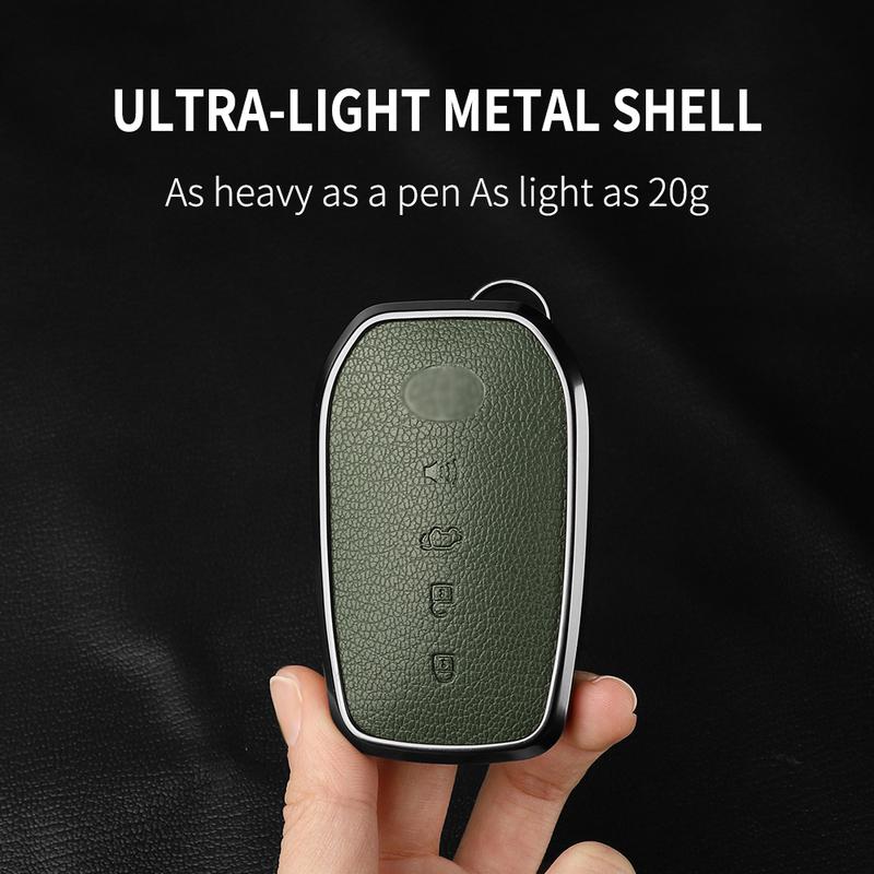Metal And Goatskin Car Key Case Cover For Toyota Sequoia Cross Fortuner Prius Venza Alphard Vellfire Sienna Tundra Mirai Yaris