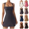Women's Square Neck Bodice Dress Sleeveless Tank Top Stretch Dresses