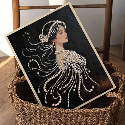 DIY Картина жемчугом для декора стены дома Картины с жемчугом и драгоценными камнями Искусство и поделки для взрослых/новичков Идея подарка Декор для дома Без рамки