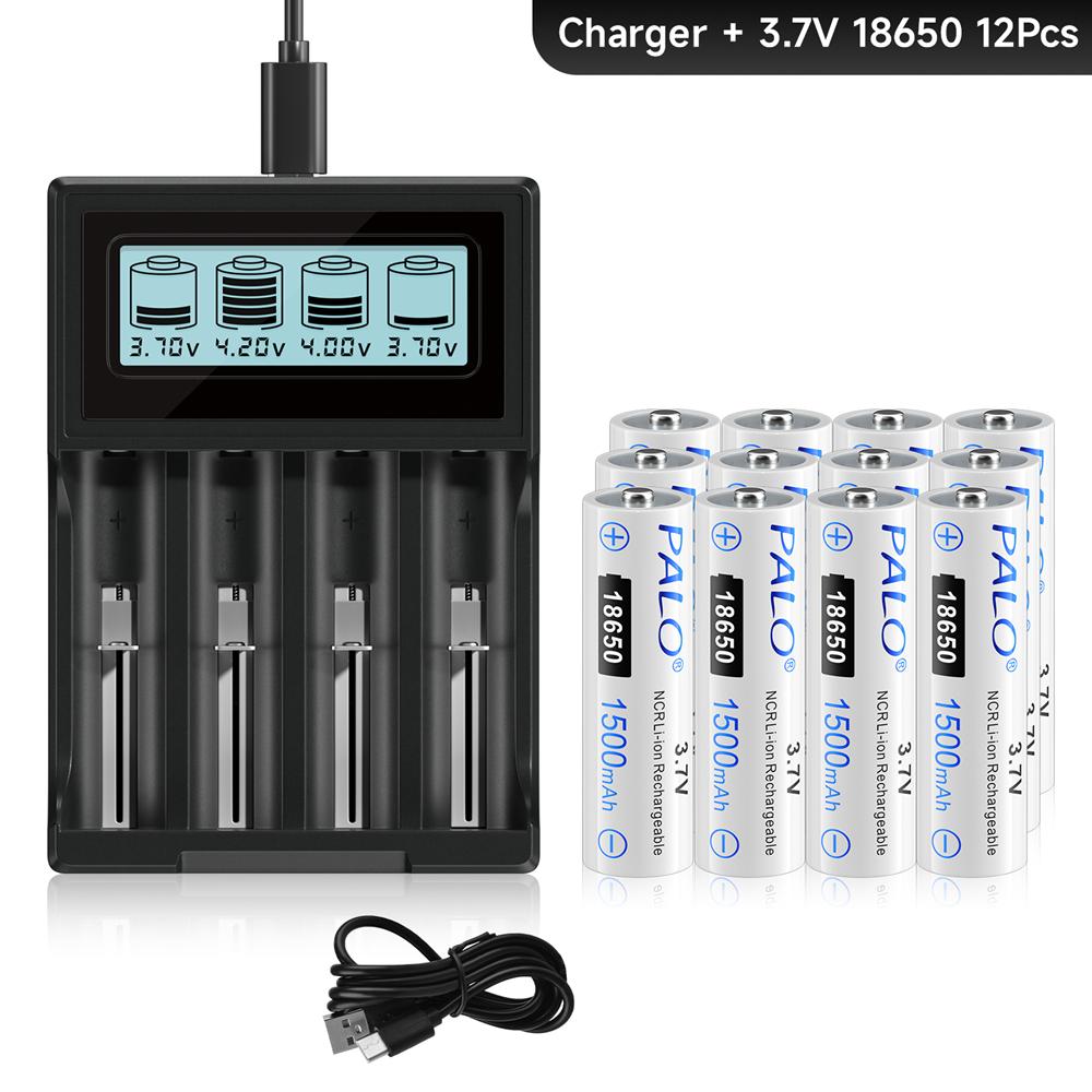 PALO Зарядное устройство 3,7 В 18650 1500 мАч, литий-ионный аккумулятор, независимая USB зарядка, портативное электронное зарядное устройство 18350 16340 14500