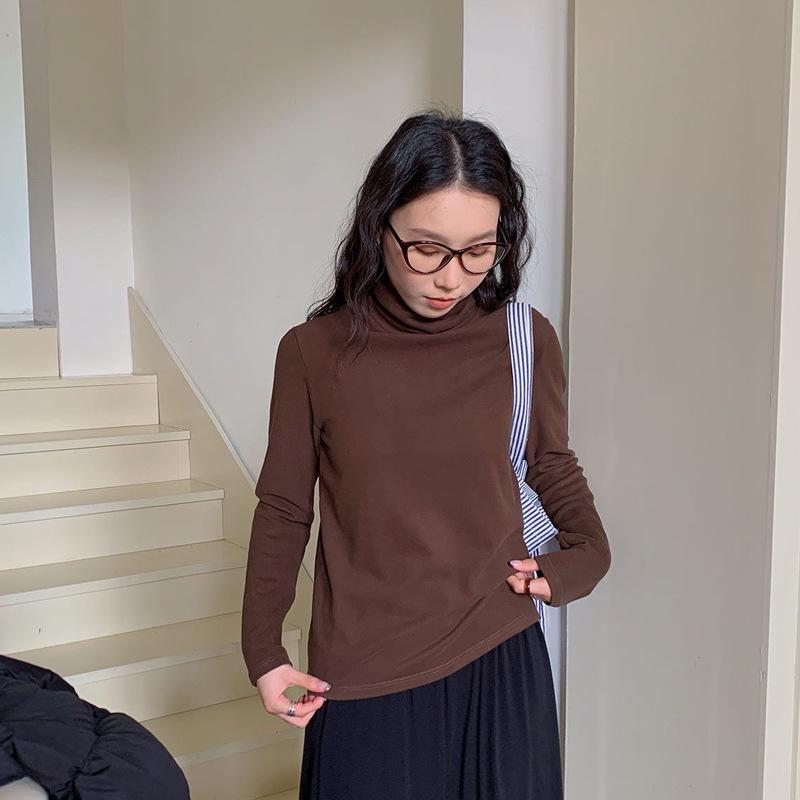 Du Xiaozhai бархатная тонкая теплая рубашка с высоким воротником для женщин - 2024 осень/зима