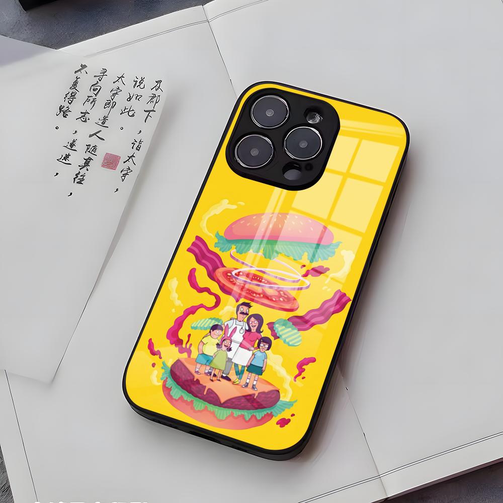 B-Bobs B-Burgers Phone Case For IPhone 17 Air 16 E Pro Max 15 14 13 Mini 12 Pro 11 Max Plus Black Glass Cover