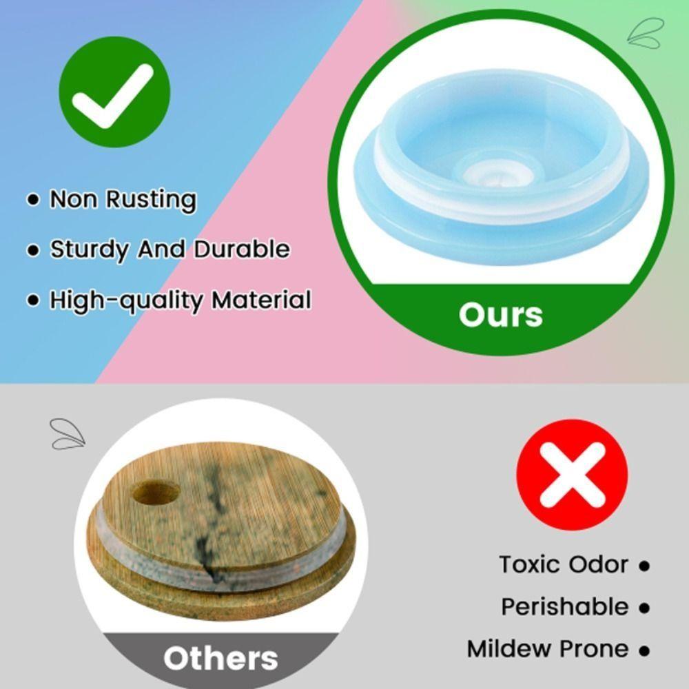 Reusable Glass Cup Straw Cover Plastic Sealing Leak Proof Cup Cover New Glass Cup Lids