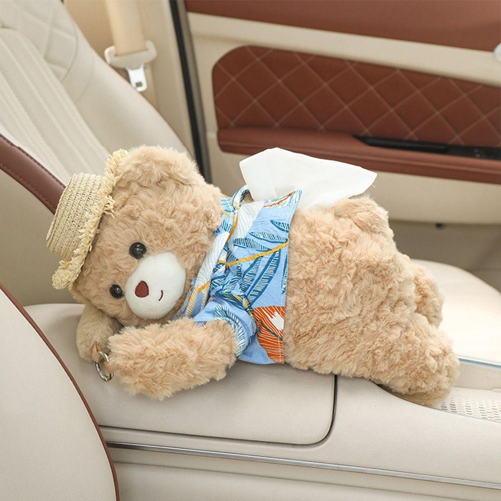 Cartoon Plush Bear Vehicle Tissue Bag Soft Plush Tissue Box Dispenser Towel Paper Holder  Kitchen