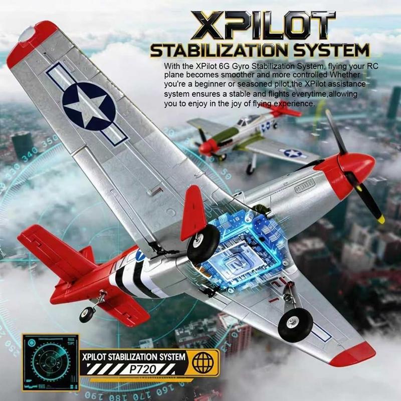 New P51D Mustang Remote Control Aircraft 2.4G One Click Aerobatic Flight 4CH Glider RTF Equipped with Xpilot Stability System