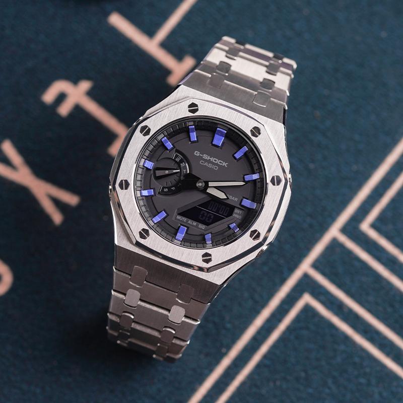 Casio Унисекс Жидкокристаллические, Аналогово-цифровые Двойной дисплей Серия 48,5 мм Черные часы GA-2100-1A1(Watch8--)
