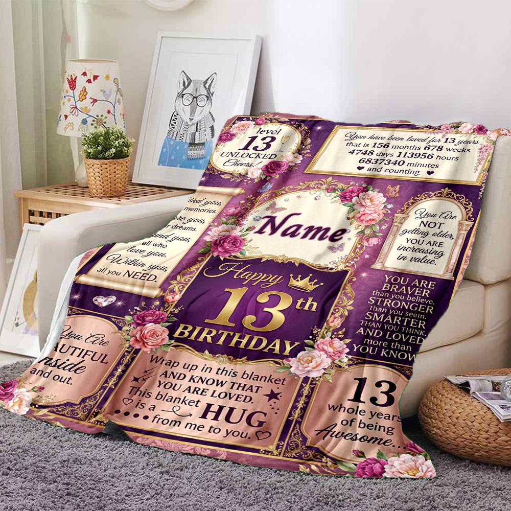 13Th Birthday Celebration Blanket Warmthful Decor Great For Sofa Couch Office Bed Picnics Four Seasons Multipurpose Digital Print Birthday Christmas