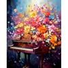 Современные картины по номерам, цветы, пианино, оригинальные подарки, акриловая краска, сделай сам, холст, живопись, поделки для взрослых, домашний декор