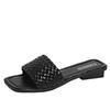 Fashion Women's Sandals Summer Luxury Fashion Flat Bottom Slippers Casual Simple Solid Colour One Word Woven Strap Sandy Beach Sandals