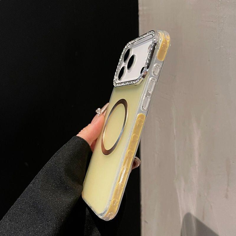 Чехол для iPhone 17/16/15 Pro Max с матовым покрытием, блестками и стразами - Противоударный, Прозрачный, Магнитный