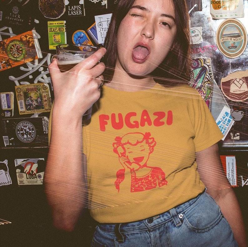 Ретро Футболка-майка Fugazi Унисекс Смелое заявление Футболка для любителя музыки Унисекс Футболка